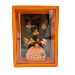 Halloween Handmade Shadow Box 7.5 x 5.5 x 3 in Orange Black Pumpkin